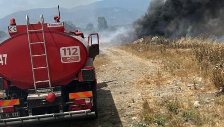 Düzce’de çöplük alanda yangın