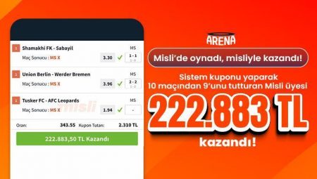 Sistem kuponu oynadı, 10 maçından 9’unu bilerek 222.883 TL kazandı!