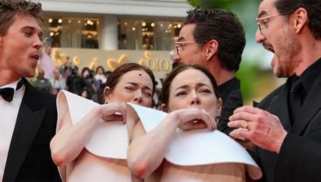 Toplumsal medya bu anları konuşuyor! Kırmızı halıda ‘arı’ paniği… Hoş yıldız çok korkunca imdadına rol arkadaşları yetişti!